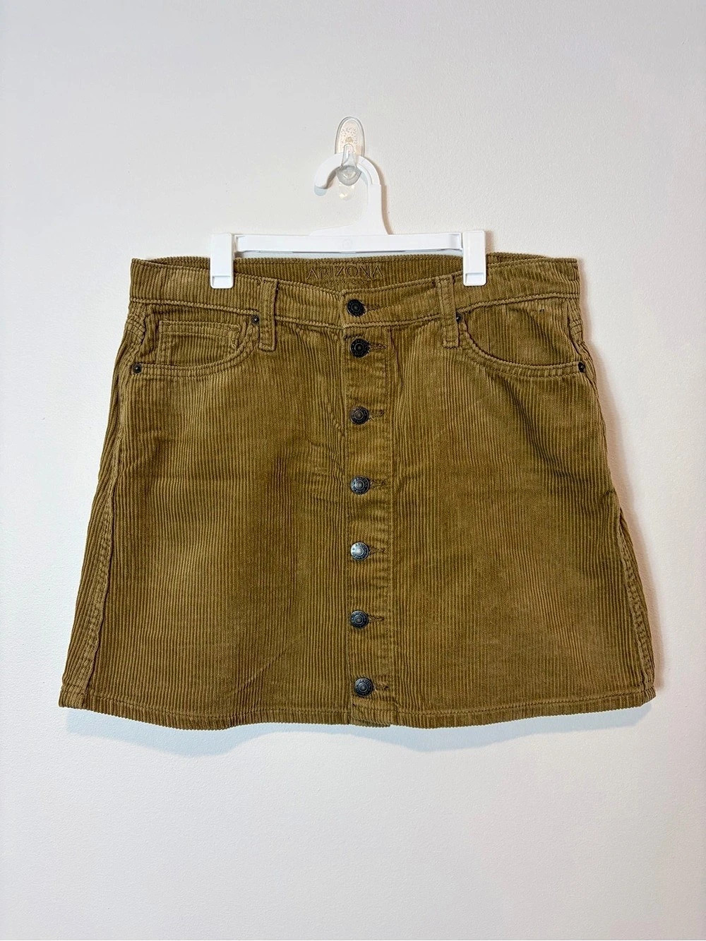 Arizona Jean Co. Corduroy Button-Front Mini Skirt. Brown
